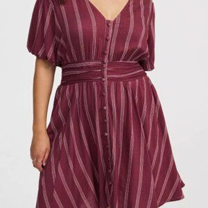 NWT Torrid Bubble-Sleeve Button-Up Mini Dress (2X)